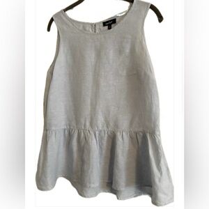 Lord & Taylor baby blue 100% linen shirt wear w/Skirts, Pants, jeans. Cute